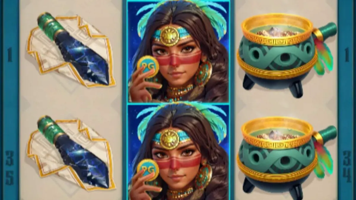 Tampilan visual slot Mayan Destiny dengan tema kuil kuno dan simbol mistis.